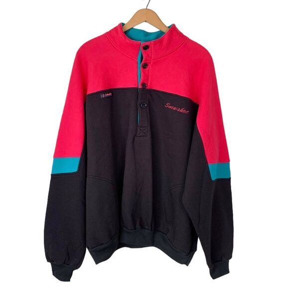 Vintage Columbia Radial Sleeve Color Block Snowshoe Resort Sweatshirt - Picture 1 of 10